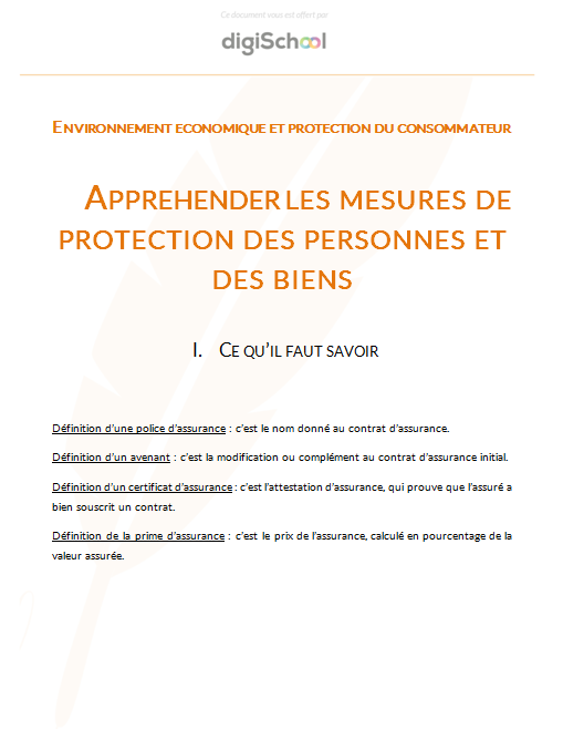 Appréhender les mesures de protection des personnes et des biens - Prévention Santé Environnement - Bac PRO