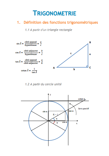 Trigonométrie - Fiche de Mathématiques Bac Pro