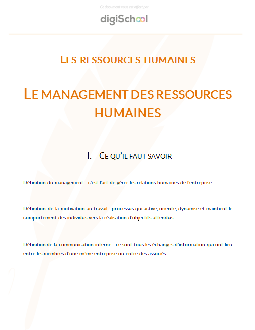 Le management des ressources humaines - Eco Droit - Terminale PRO