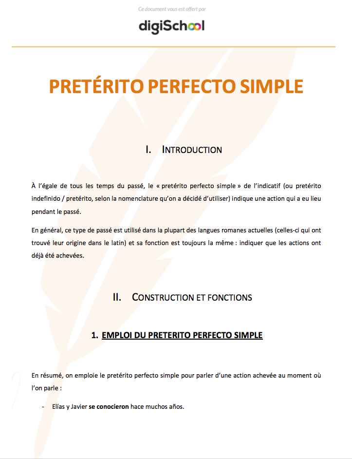 Pretérito perfecto simple - Espagnol - Terminale PRO