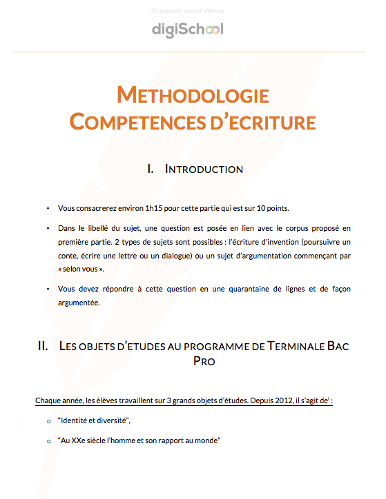 Méthodologie : Compétences d'écritures - Français - Terminale Pro
