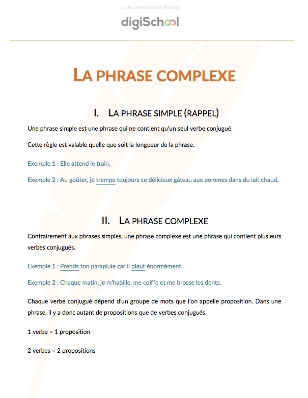 La phrase complexe - Français - Terminale BAC Pro