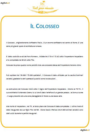 Dossier d'Italien sur le Colisée