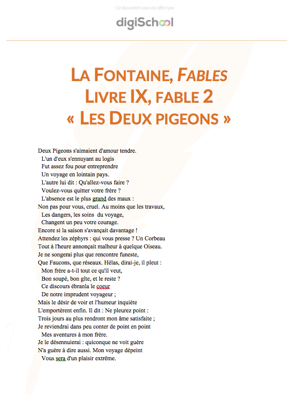 La Fontaines, Fables Livre IX, Fable 2 