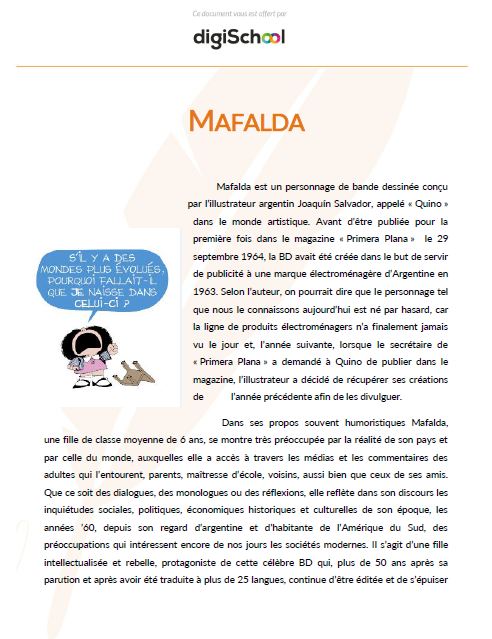 Mafalda - Espagnol - Bac Pro