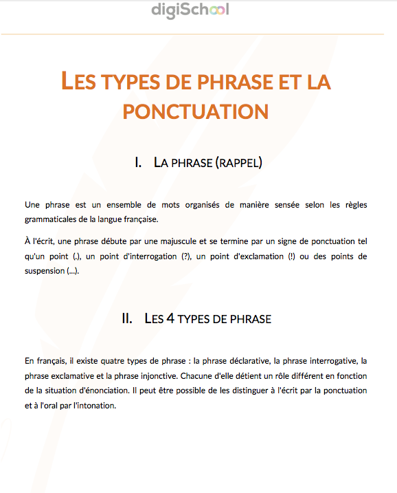 Les types de phrase et la ponctuation - Français - Première Pro