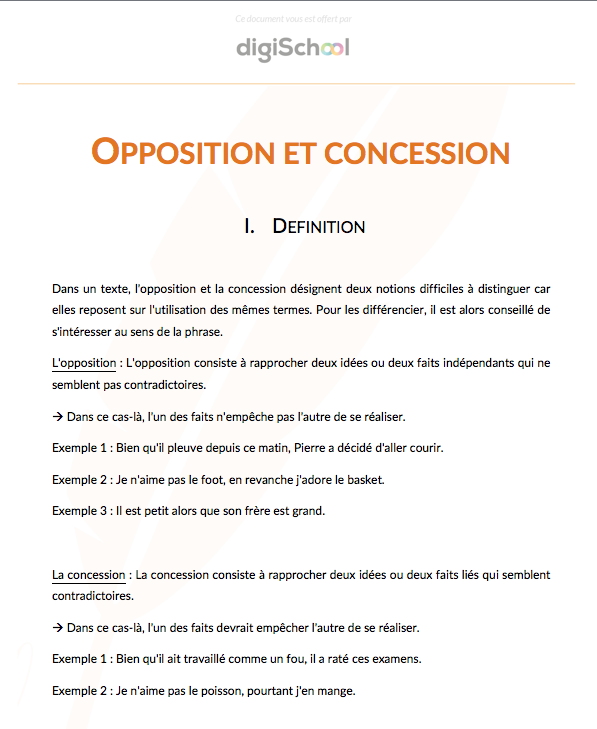 Opposition et concession - Français - Terminale Pro