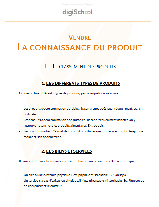Vendre : La connaissance du produit - Bac PRO Commerce - Terminale