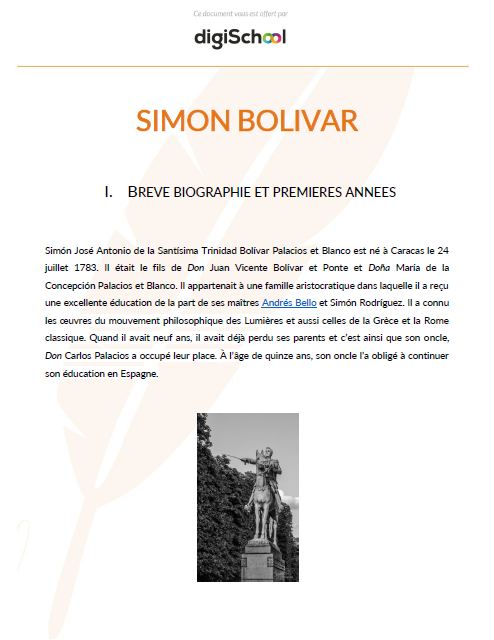 Simon Bolivar - Espagnol - Bac PRO