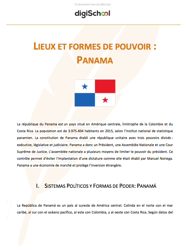 Lieux et forme de pouvoir : Panama - Espagnol - Terminale PRO