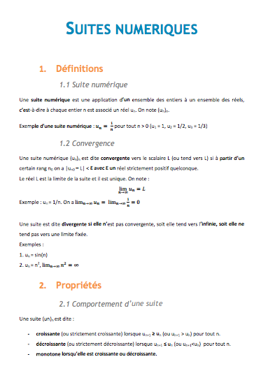 Suites numériques - Cours maths Bac Pro