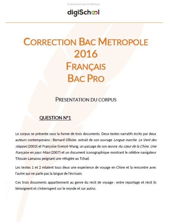 dissertation francais bac 2016