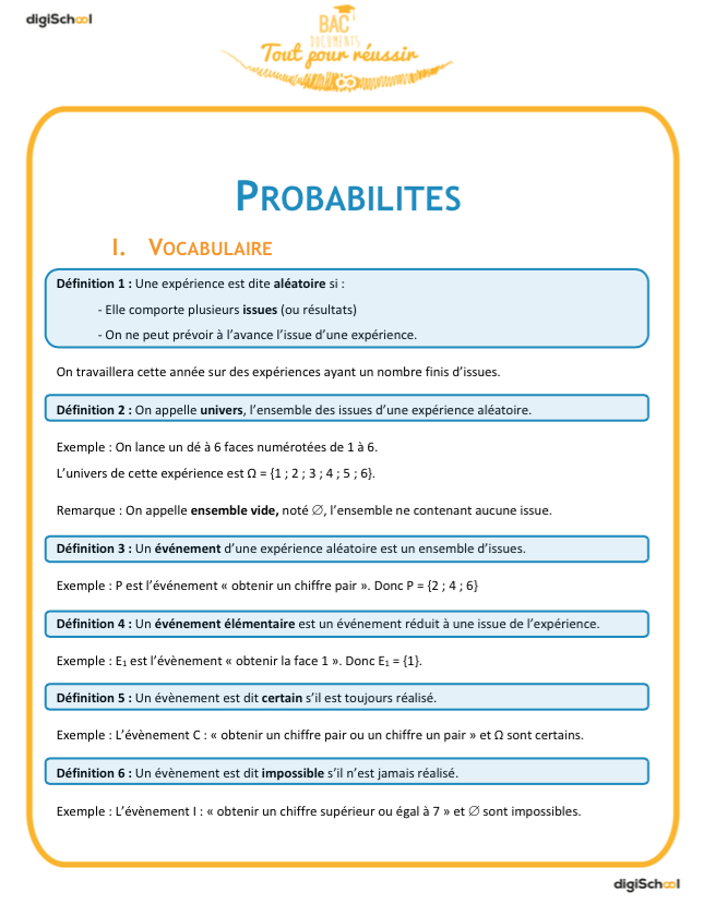 Probabilités - cours maths 2nd
