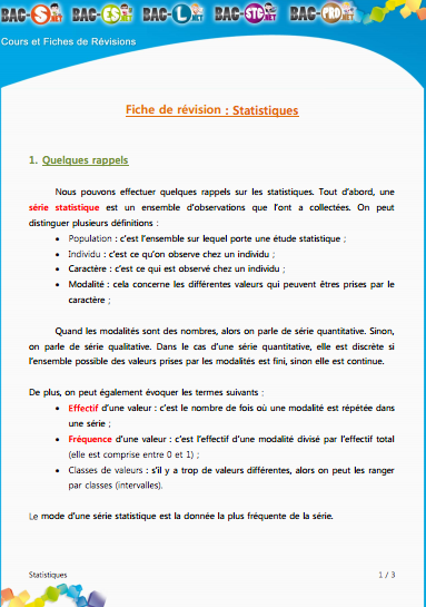 Cours sur les statistiques - Maths Bac Pro