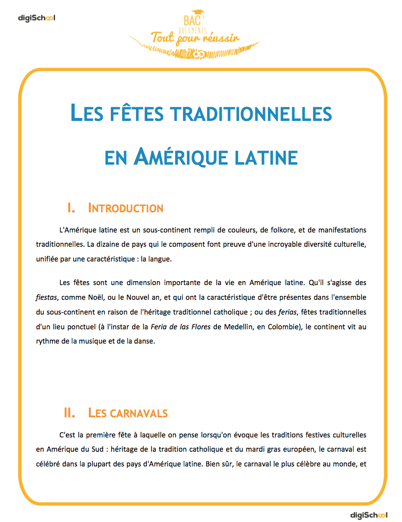 Les fêtes traditionnelles en Amérique latine  - cours d'espagnol gratuit