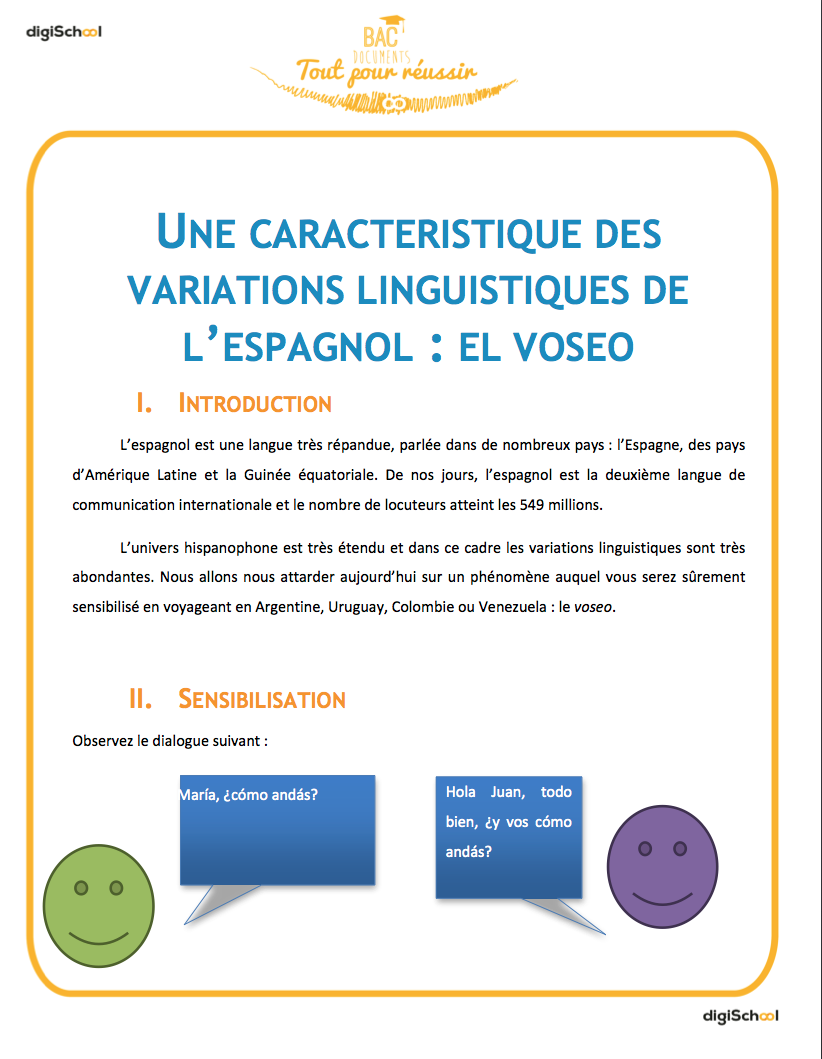 Le voseo - cours d'espagnol gratuit - BAC PRO