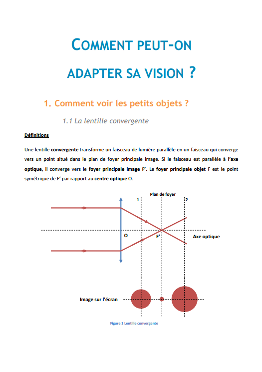 Comment peut-on adapter sa vision ? Cours Sciences Physiques et Chimiques Bac Pro