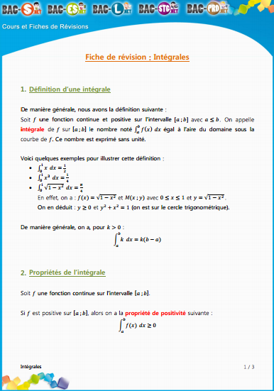 Cours sur les intégrales - Maths Bac Pro