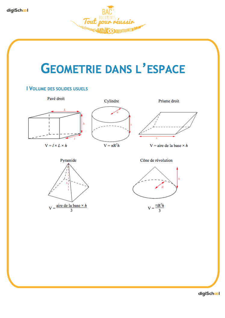Géométrie dans l'espace - cours maths - Seconde