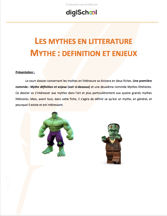 Les mythes : définition et enjeux - Français - Première PRO