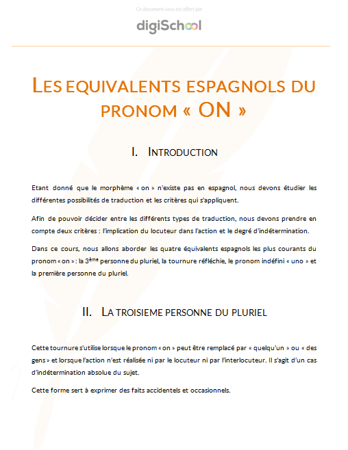 Les équivalents du pronom ON - Espagnol - Bac PRO