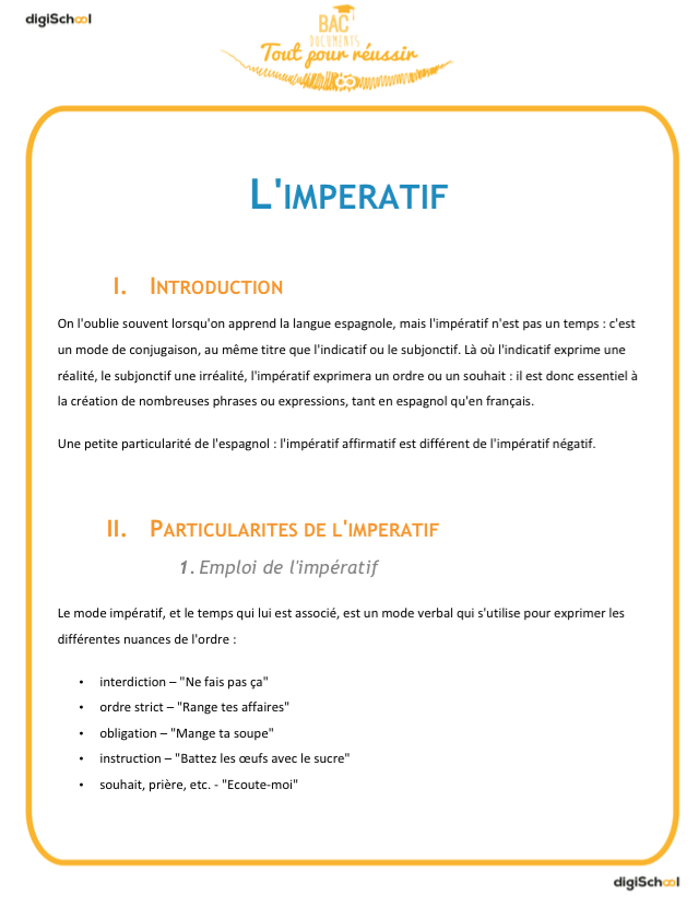 L'imperatif - cours espagnol