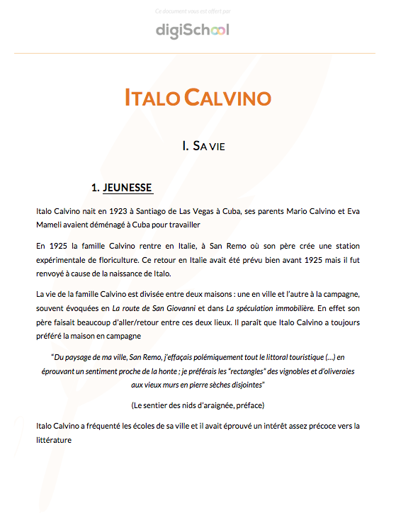 Italo Calvino - Italien - Bac Pro