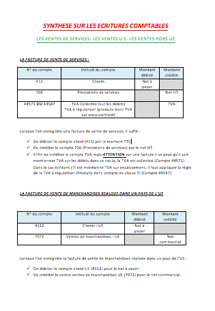 Les écritures comptables - Fiche Bac Compta