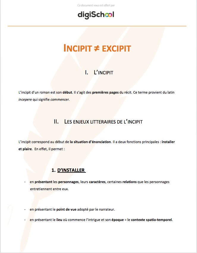 Incipit Excipit - Français - Première PRO
