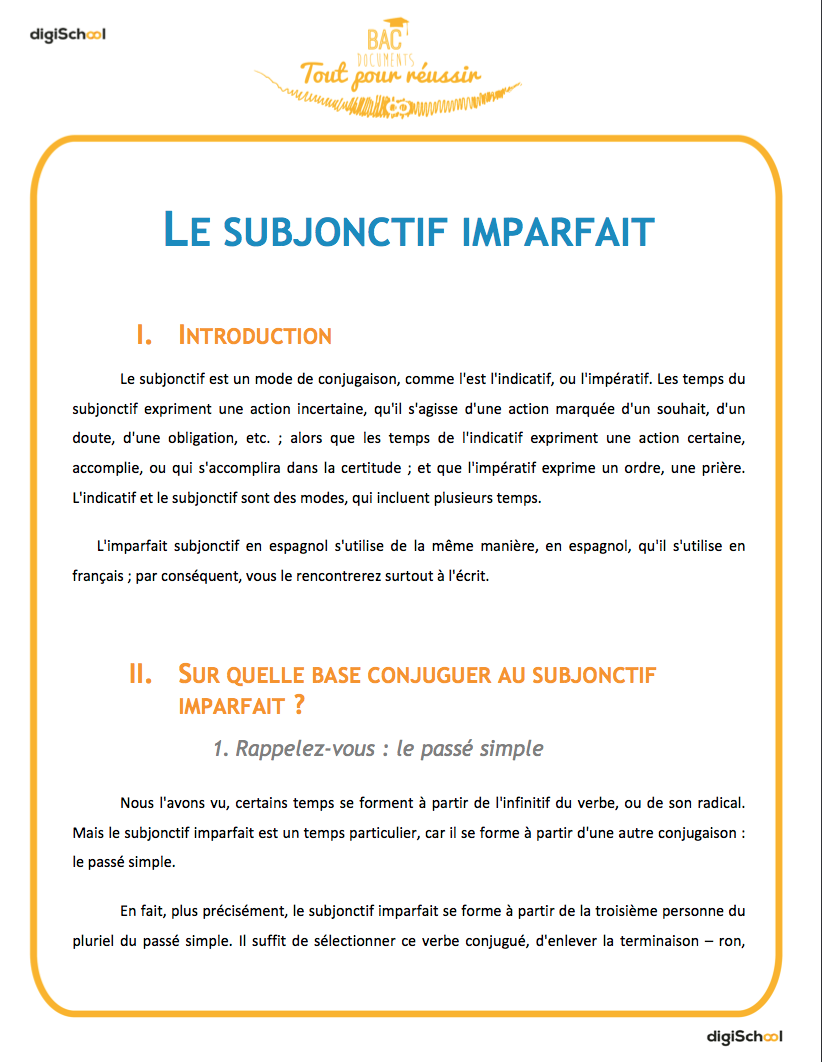 Subjonctif imparfait- cours d'espagnol - grammaire