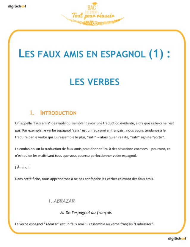 Faux amis: les verbes - cours espagnol