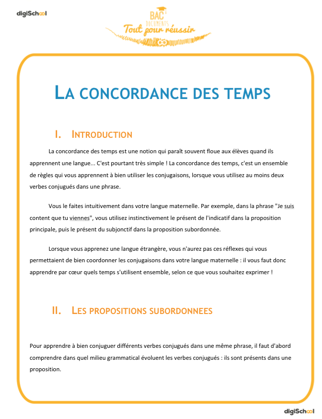 La concordance des temps - cours espagnol - Terminale