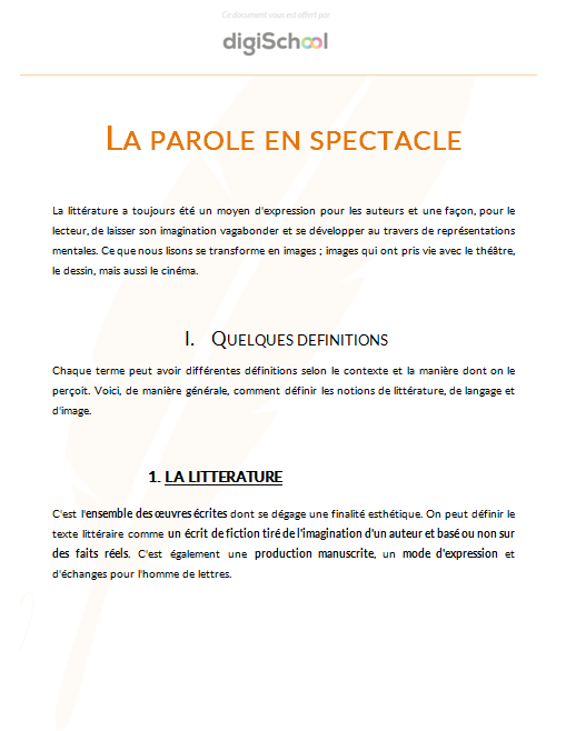 La parole en spectacle - Français - Terminale PRO