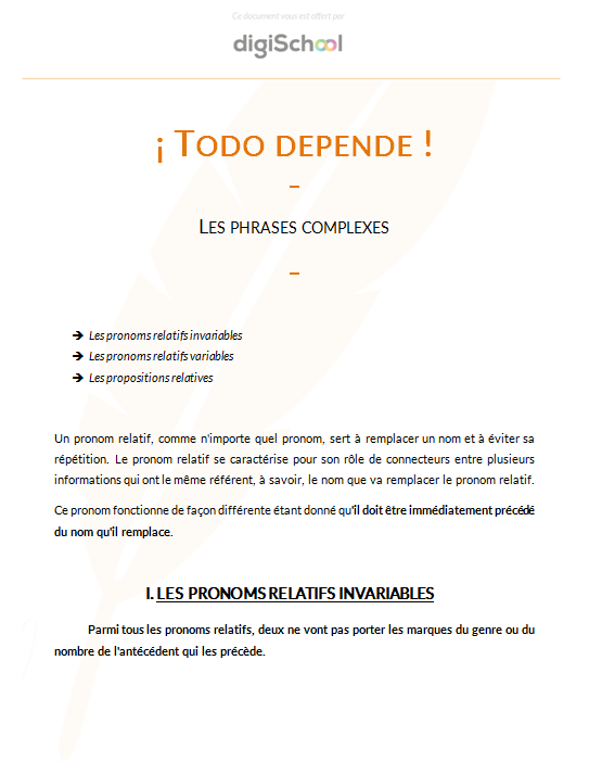 Les phrases complexes - Espagnol - Bac PRO