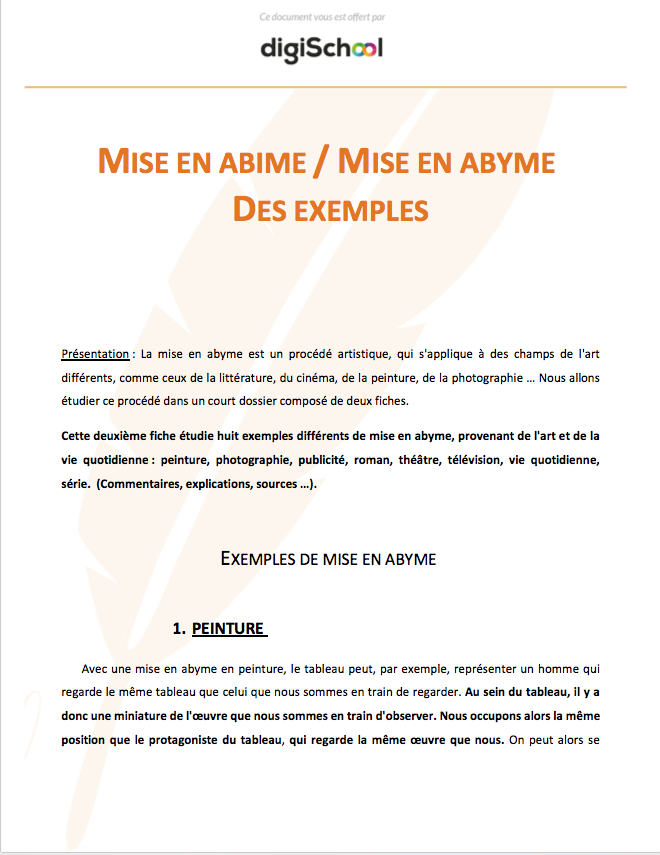 Mise en abyme, mise en abîme : des exemples - Français - Première PRO